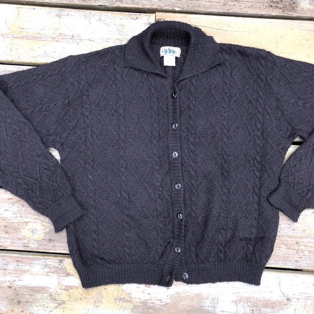 L.L.Bean 100% Alpaca Black Soft Pattern Sweater - image 1